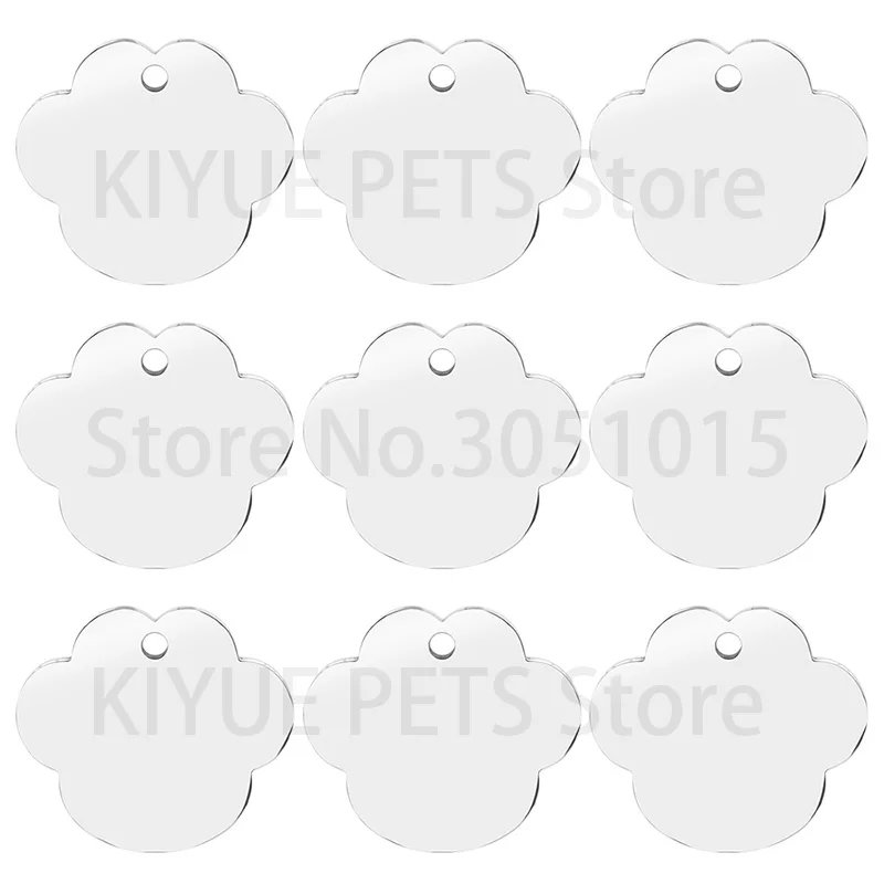 KIYUE 100 Stück Haustier-ID-Tags aus Edelstahl, glitzernde Pfotenform, personalisierter Hund, glitzernd, geräuschlos, niedliche Katzenwelpen, lasergravierter Name 8