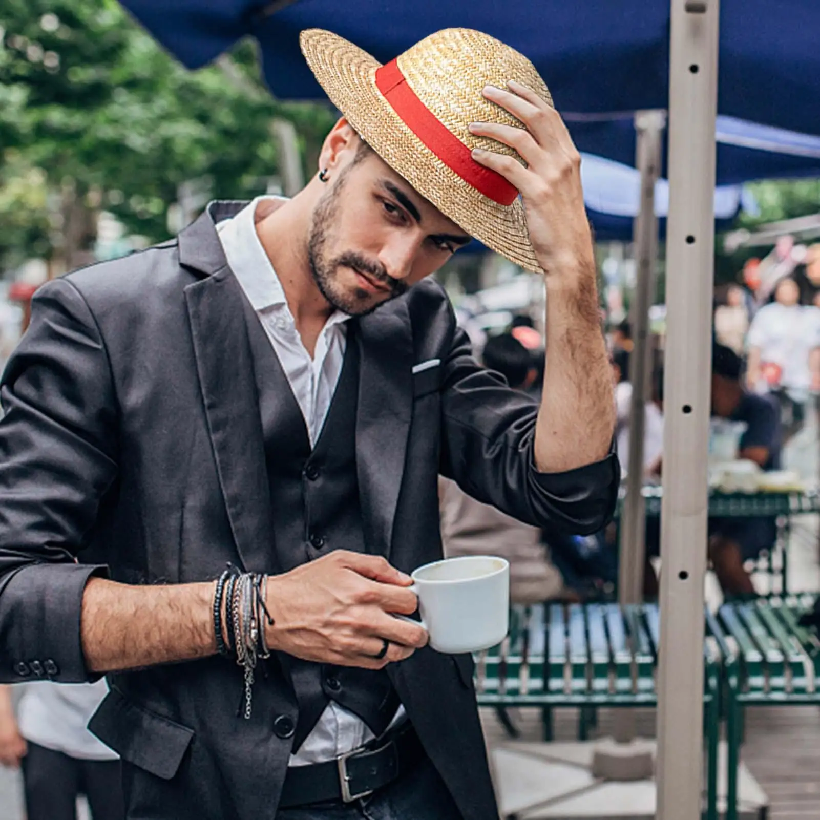 Kapelusz słomkowy Anime Cosplay Rekwizyt Luffy Czapka Role Play Letnie kapelusze słomkowe Akcesoria do występów scenicznych Dorosły Unisex Kapelusz przeciwsłoneczny