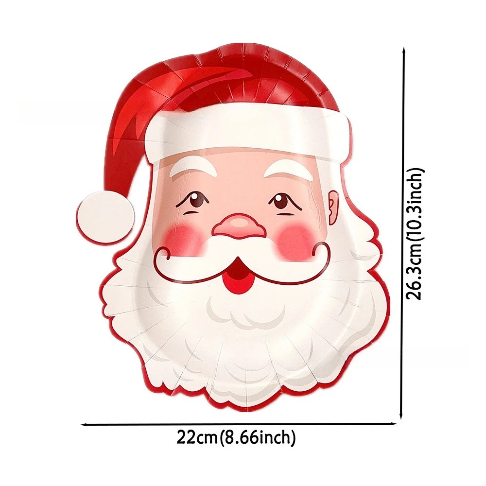 8/24pcs Santa Claus Shaped Disposable Paper Tray for Christmas Family Dinner Table Decoration, Winter Party Banquet Supplies