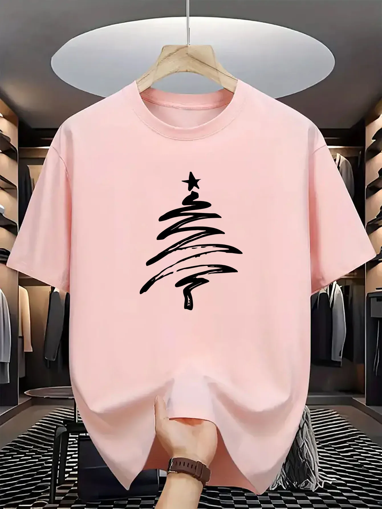 

Women's Casual Crew Neck Christmas Tree Print T-Shirt Summer Fashion T-Shirt Women Clothing Graphic T Shirts Personality Y2K Top