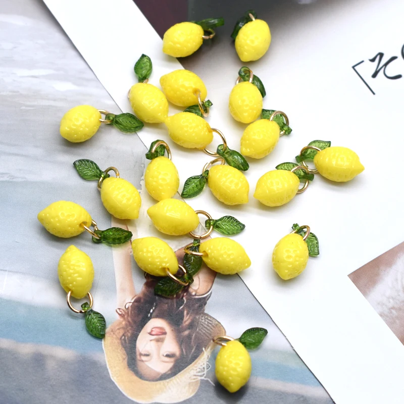 10pcs Mix Color Acrylic Fruit Lemon Pendant DIY Charms Small Lemon Charm Handmade DIY Jewelry Accessories
