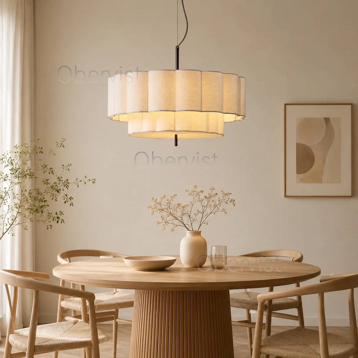 Wabi Sabi Fabric Pendant Light Nordic Minimalist Hanging Lamp for Living Room Dining Room Bedroom Soft Decor Ceiling Fixture