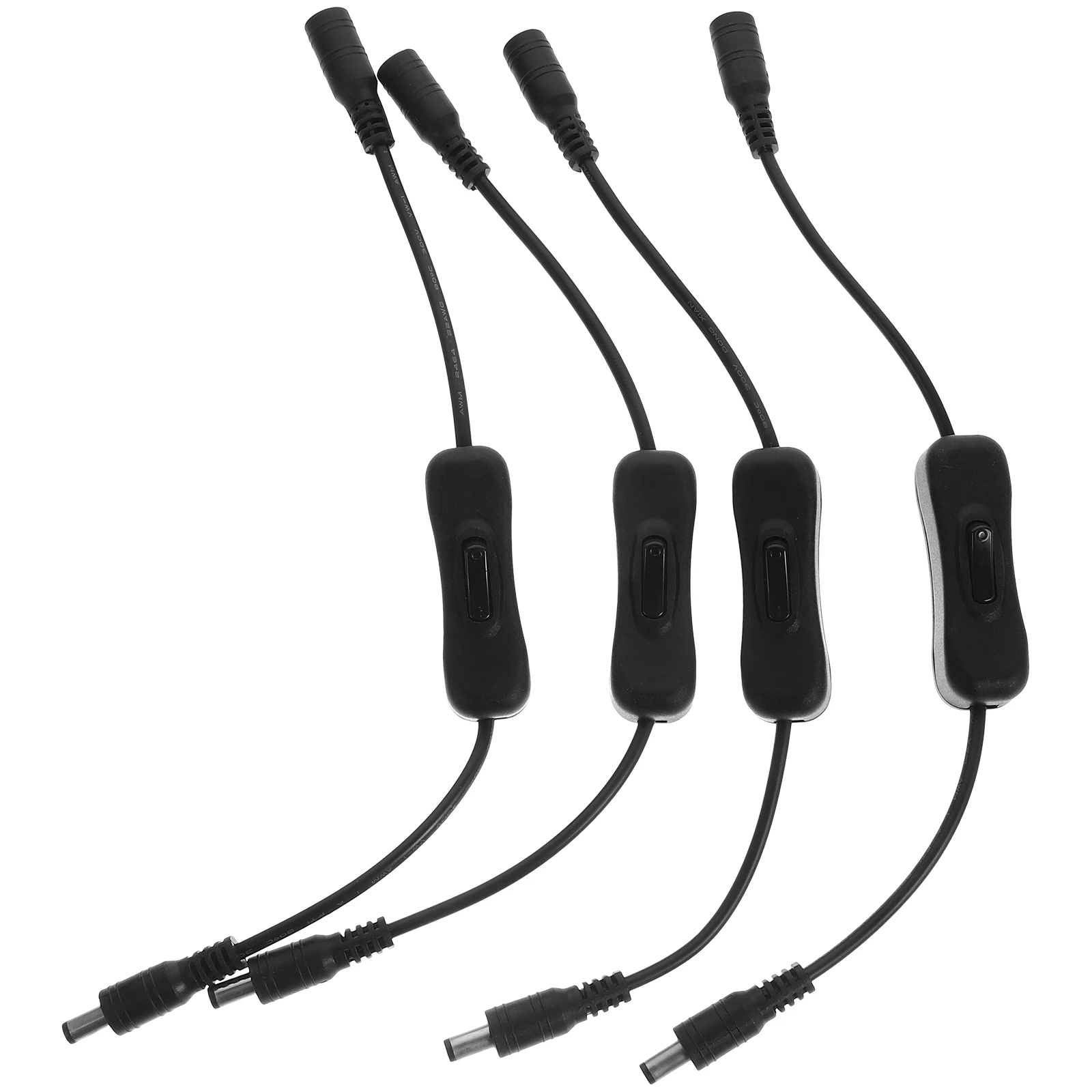 

4 Pcs Black Switching Power Cord LED Strip Light Inline Button Copper Wire Connector Replacement for Car Lighting