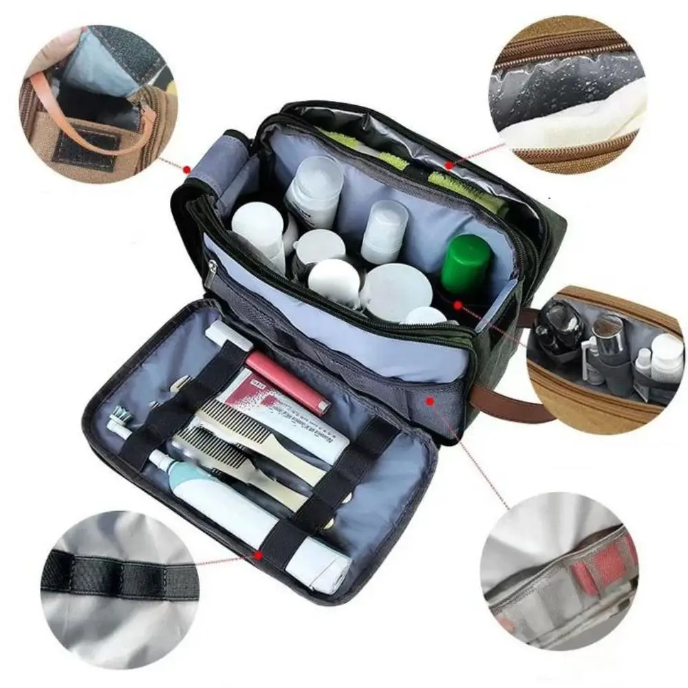 

Модная однотонная дорожная косметичка из холщовой ткани большой вместимости, легкая портативная сумка-органайзер для ежедневного хранения