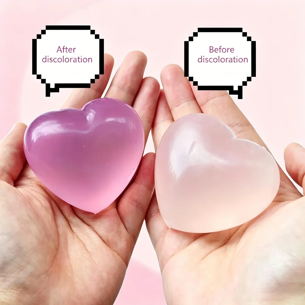 1/2pcs Cute Color Changing Heart Maltose Squeeze Toy Slow Rebound Anti Stress Fidget Squishy Toy for Adult Gift