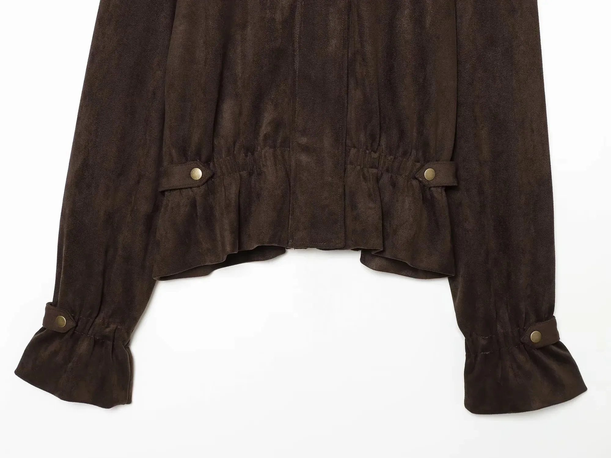 Damen 2026 Herbst Winter Retro Elegante Jacke Damen Kunstwildleder Lässiger Schicker Reißverschluss-Mantel Trendiger Streetwear-Pendlermantel Brauner Damenmantel – Detail 10