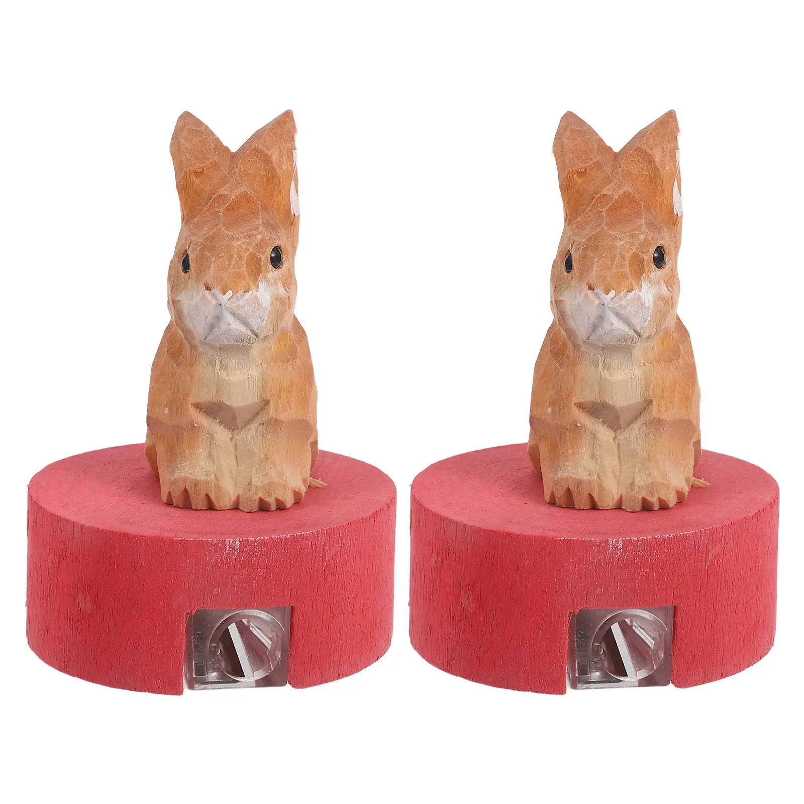 

2Pcs Cute Rabbit Pencil Sharpener Small Wood Manual Sharpener for Students Crayons Sketch Portable School Stationery