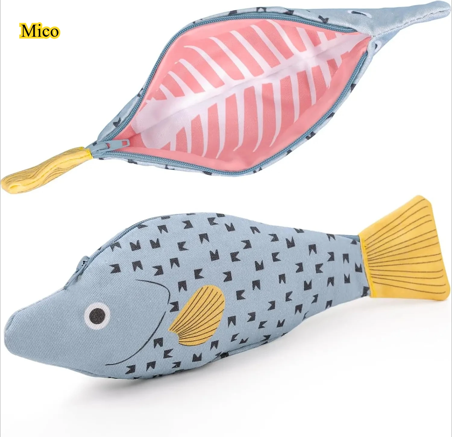 

Funny Large-Capacity Grouper-Shaped Pencil Pouch | Canvas Creative Stationery Storage Bag for Students