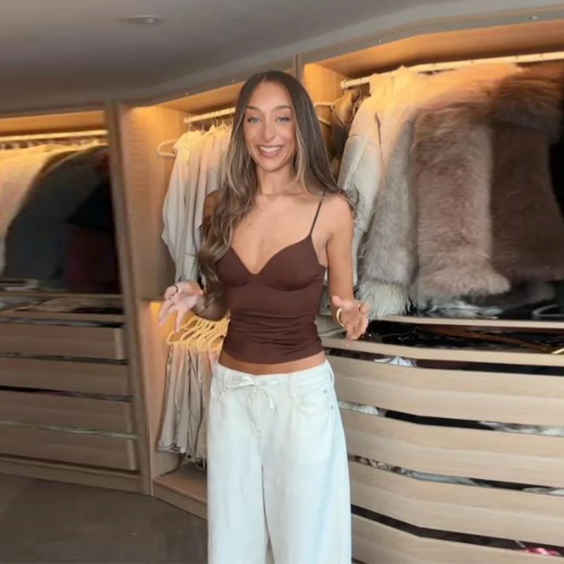 

Women's Tank Tops Sexy Adjustable Spaghetti Strap Corset Chic Elegant Bustier Sleeveless Backless Bra 2025 New Ladies Camis Top