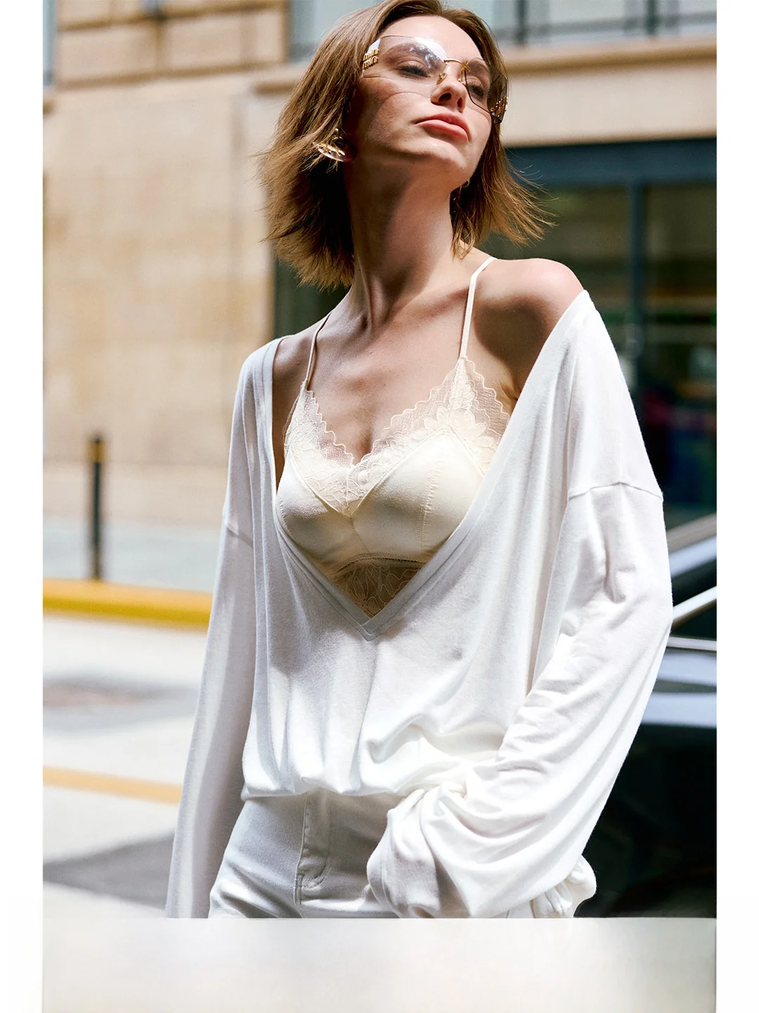 Luna7xi Women's Soft Long Sleeve V-Neck T-Shirt Draped Loose Slimming Summer Sunshade Cover up Casual Commute Style Top