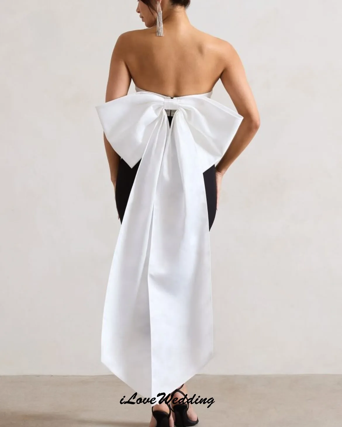 

Customized Strapless Cocktail Dresses 2026 Mermaid Wedding Party Dress For Women Guest Tea-Length Bow Elegant Prom Dress Gala