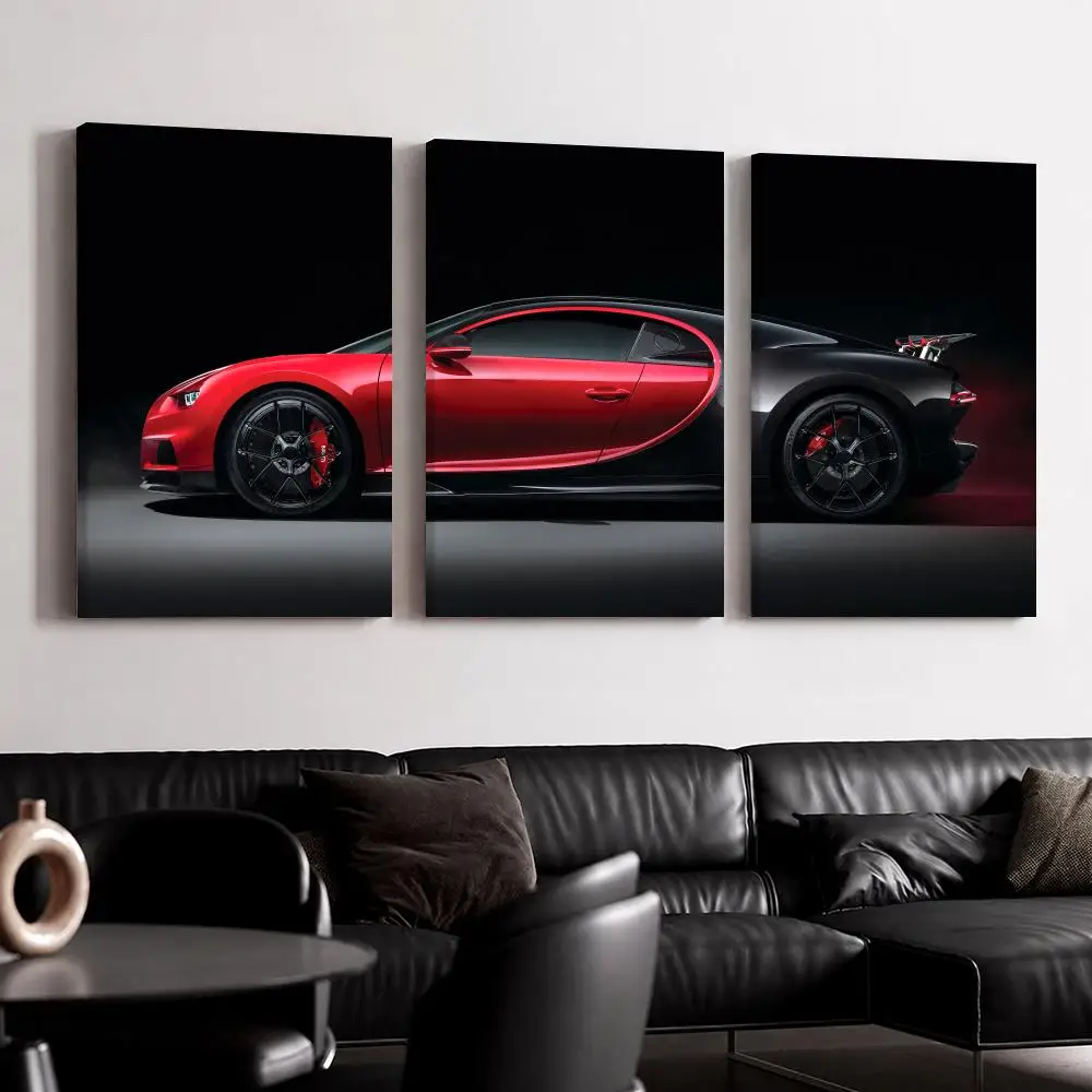 Elegant Red Supercar Framed Wall Painting Ready to Hang Canvas Wall Art Poster for Bedroom Living Room Home Decor Gift