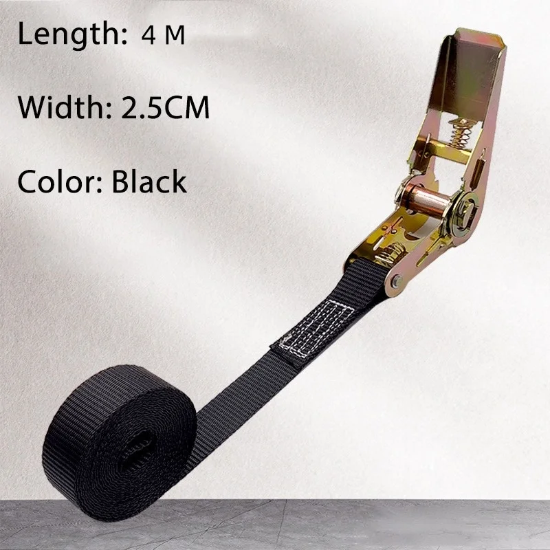 1pc Adjustable Secure Tie-Down For Safe Luggage Transport Heavy-Duty Car And Truck Front Cargo Ratchet Strap With Metal Buckle