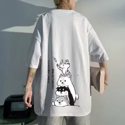 8XL Men T-shirt Pullover Extra Round Neck Kitten Stacking Printing Fashion T-shirt Extra Large Middle Sleeve Youth T-shirt