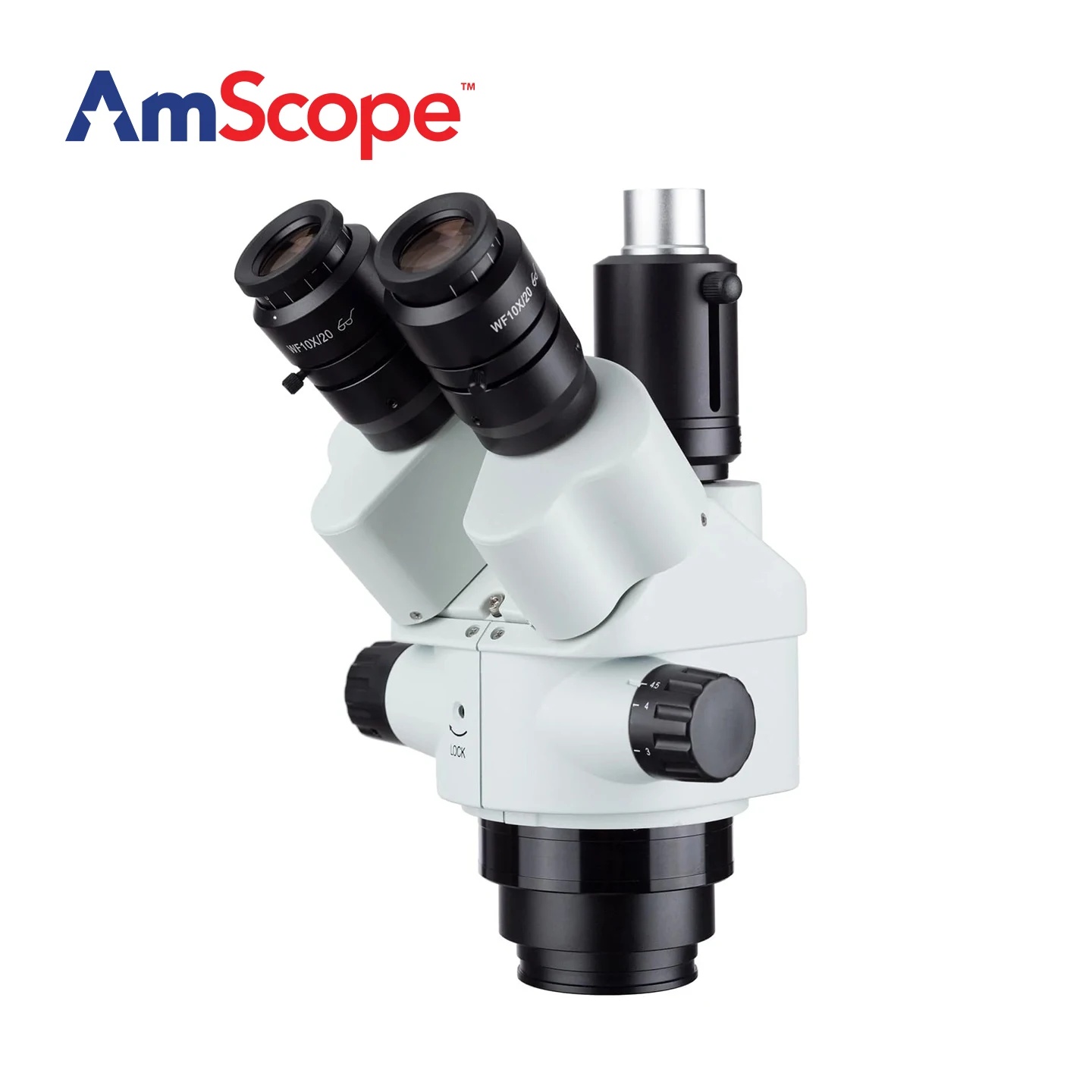 AmScope 7X-45X Magnification Simul-Focal Trinocular Zoom Stereo Microscope Head