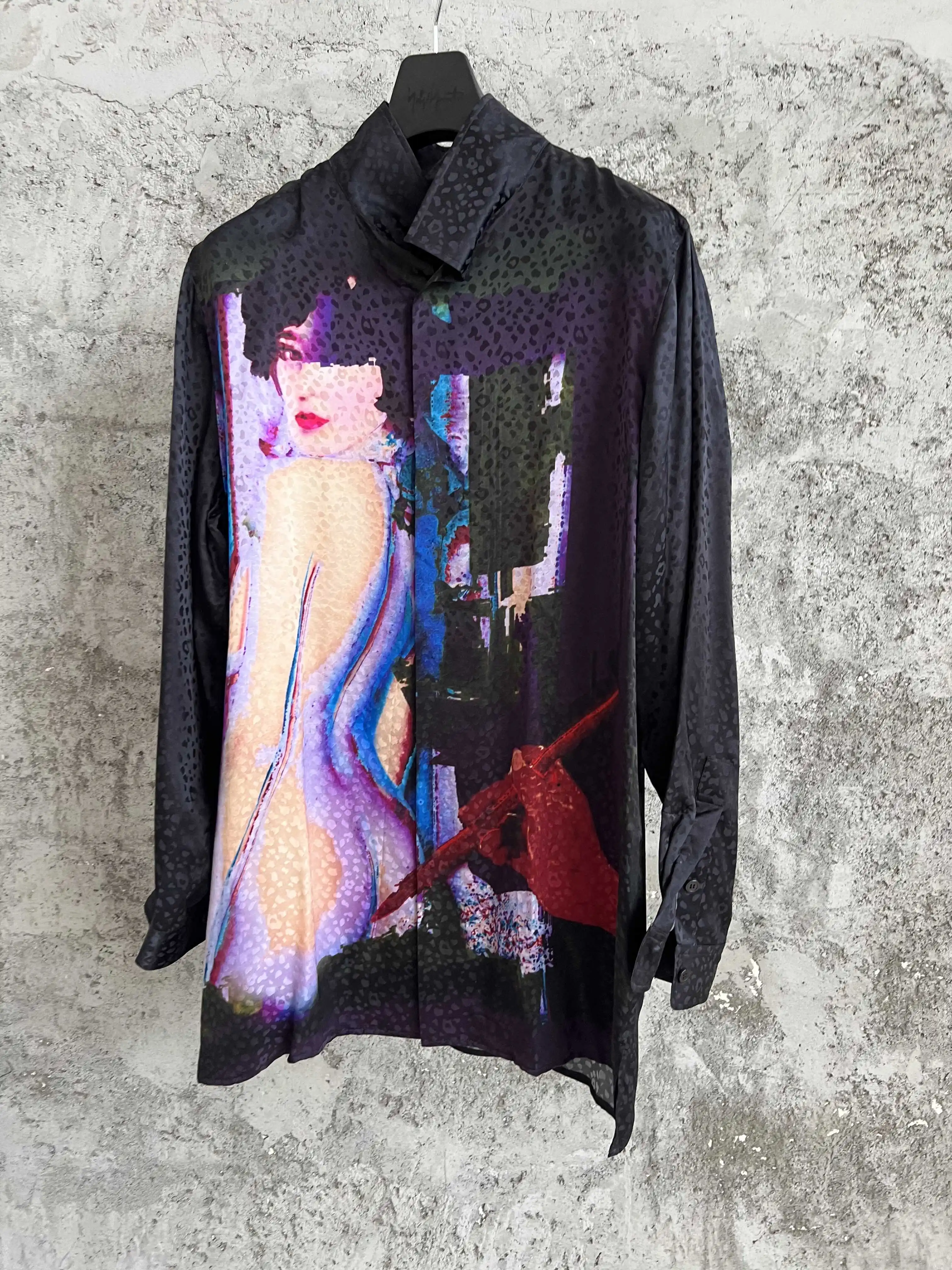 Limited edition leopard print beauty printed silk shirt show style