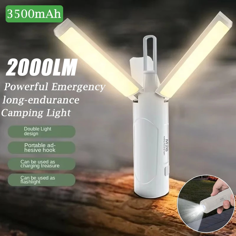 Strong Light Led Camping Lantern 3500mAh USB Rechargeable Outdoor Hanging Folding Camping Light Hiking Caravan Led Flashlight