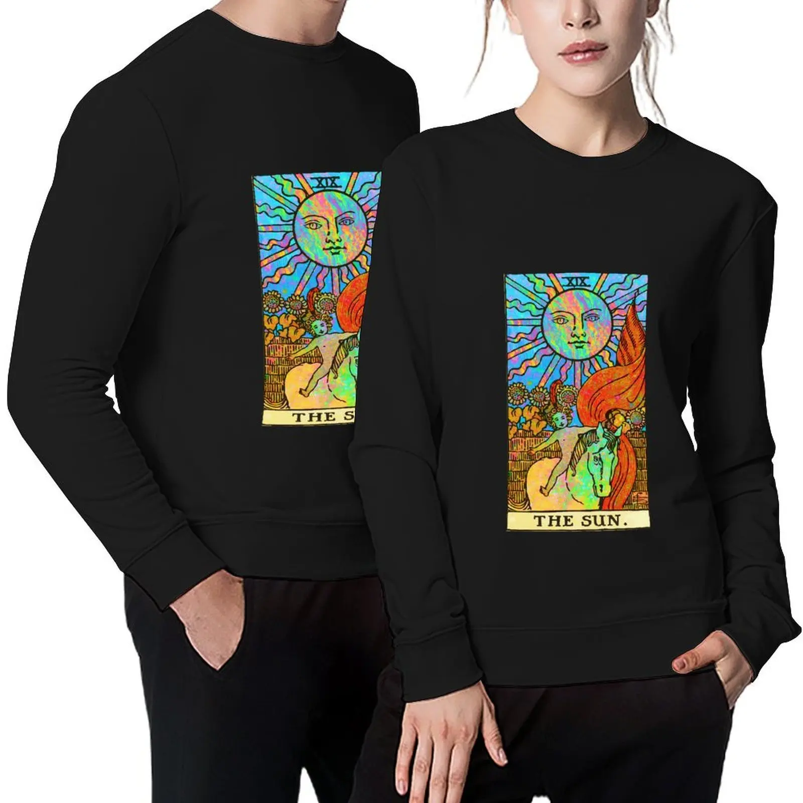 

Psychedelic Tarot: Rainbow Sun (No Border) Pullover men's autumn clothes tracksuit korean autumn clothes sports sweatshirt man