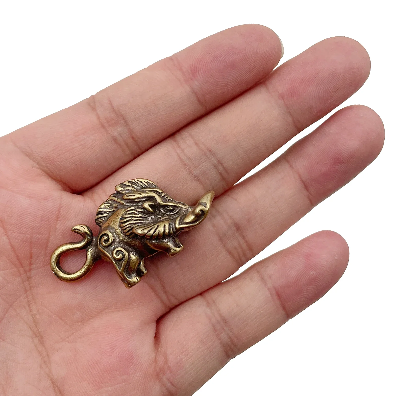 Viking Wild Boar Brass Keychain Keyring Pendants Vintage Copper Nordic Animal Pig Doll Toy Car Key Chain Rings Charms Jewerly