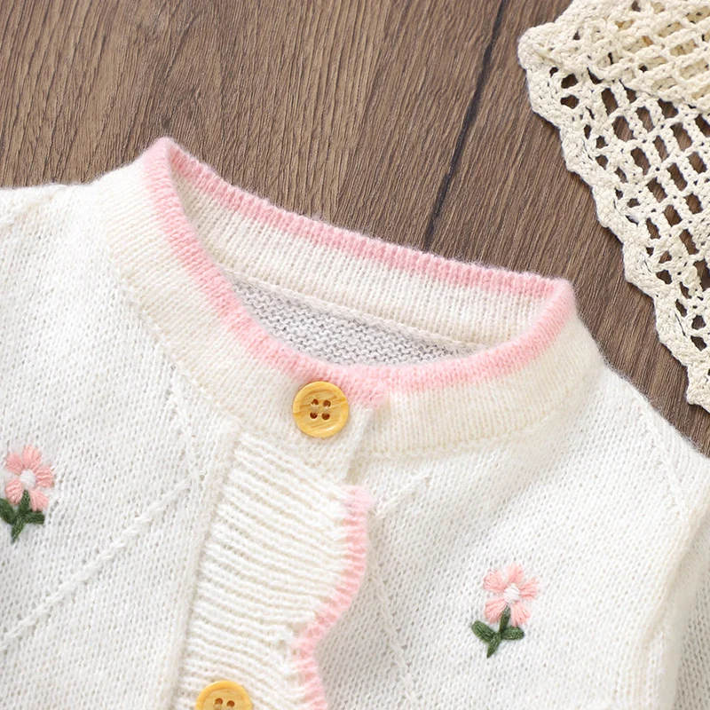 Newborn Baby Rompers Knit Infant Girl Jumpsuit Long Sleeve Autumn Toddler Kid Clothes Fashion Ruffles Embroidered 0-18M Overalls