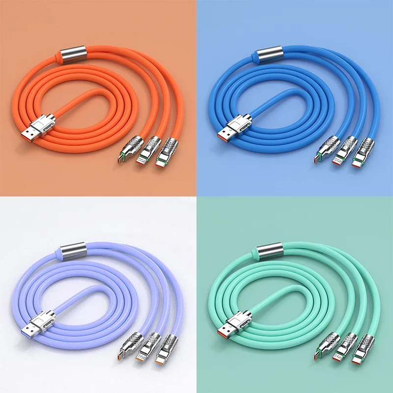 Xiaomi 120W Data Cable Fast Charging 6A 3 In 1 Type C Cable Micro USB For IPhone Charging Cable For Xiaomi Samsung Digital Cable