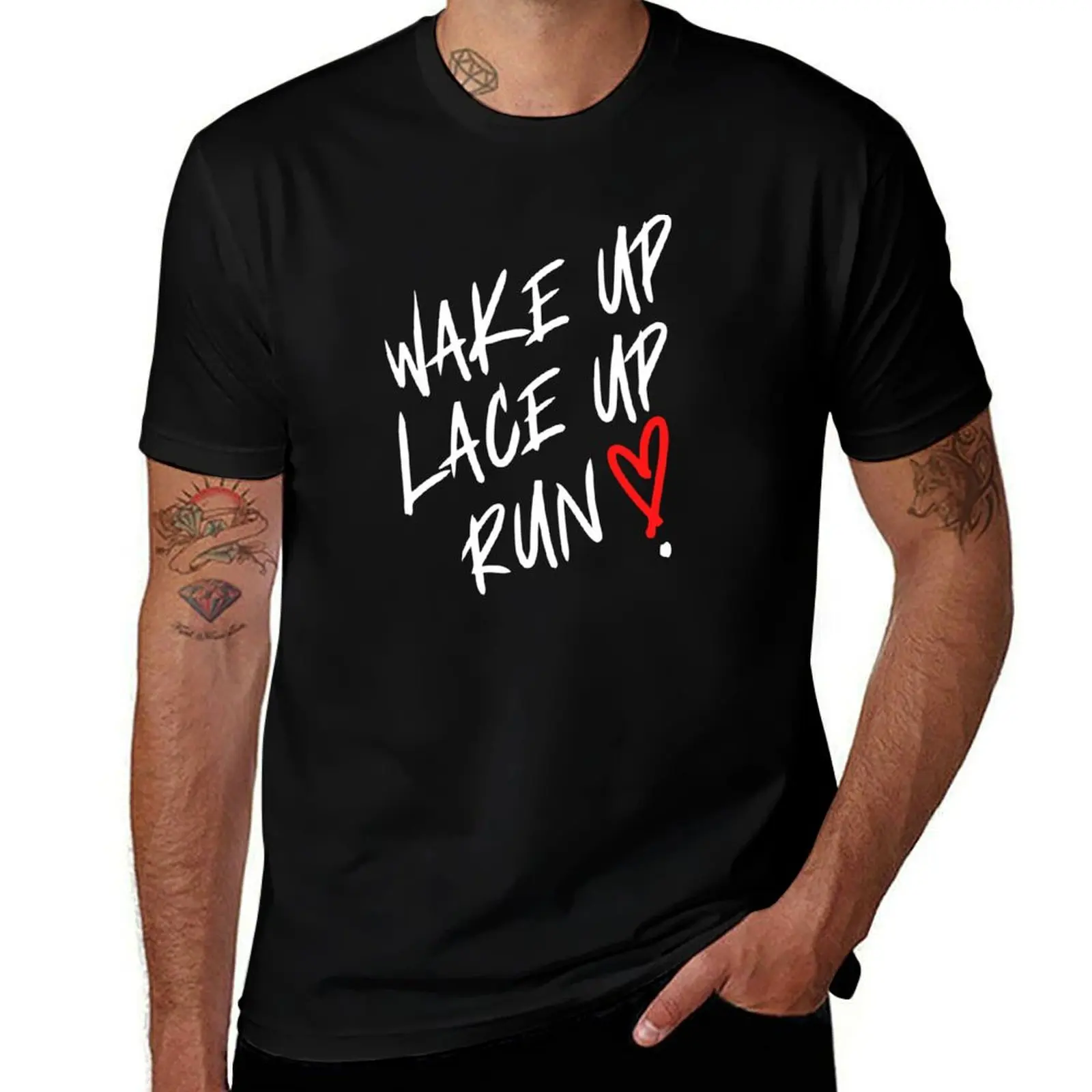 Wake Up Lace Up , Run ! T-Shirt Simple Casual Short Sleeve Tee T-Shirt