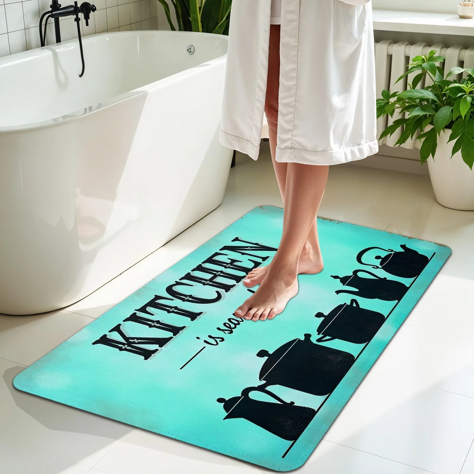 

1PC KITCHEN Pattern Kitchen Rug Non-Slip Door Mats Pop design Bathroom Rug Bath Mat Carpet for Home Sink Laundry Decor