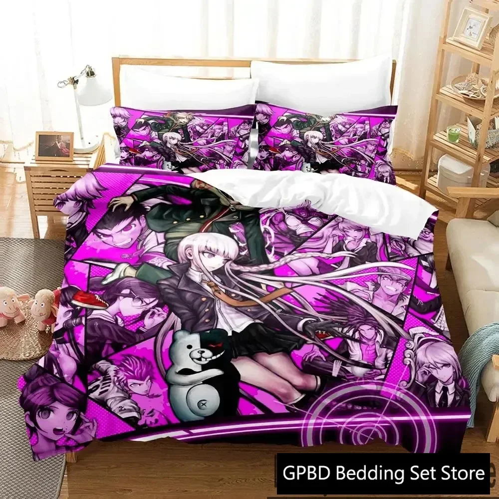 

3D Print Anime Danganronpa Bedding Set Boys Girls Twin Queen King Size Duvet Cover Pillowcase Bed boys Adult Home Textileextile