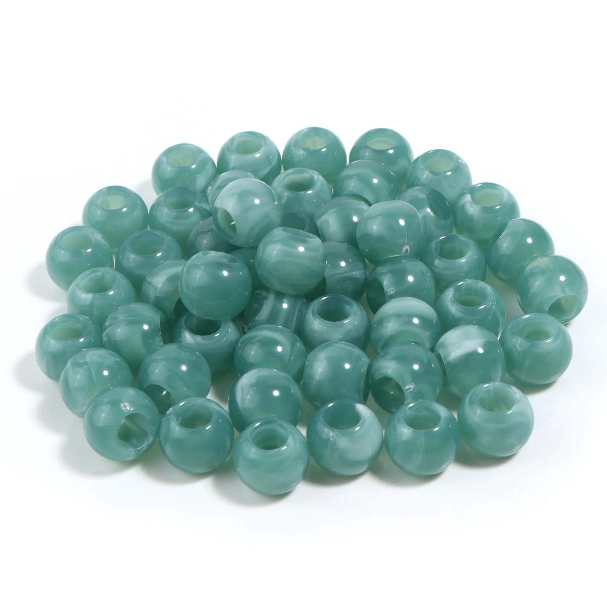 50 Stück 12 x 10 mm zweifarbige Acrylperlen, Jadeimitat, großes Loch, runde lose Perlen für die Schmuckherstellung, DIY-Armbänder, Schlüsselanhänger – Detail 10