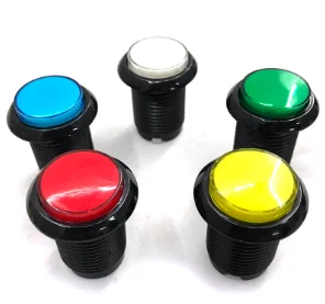 33mm Black Frame Round Push Button with Nut Washer Bracket Game DIY Replacement Arcade Cabinet Controller Accessory