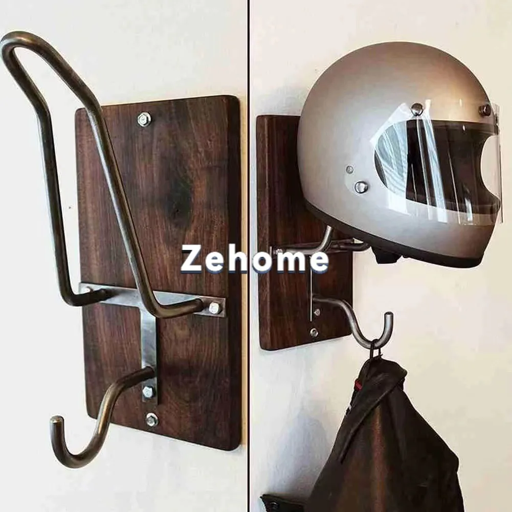 Motorcycle helmet bracket, wooden helmet hook, motorcycle helmet storage rack, jacket hook