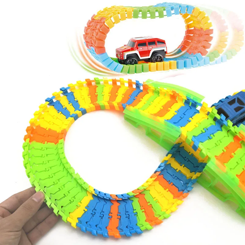 Fai da te assemblare set da corsa universale per auto da pista giocattolo puzzle educativo flessibile per auto ferroviarie per bambini