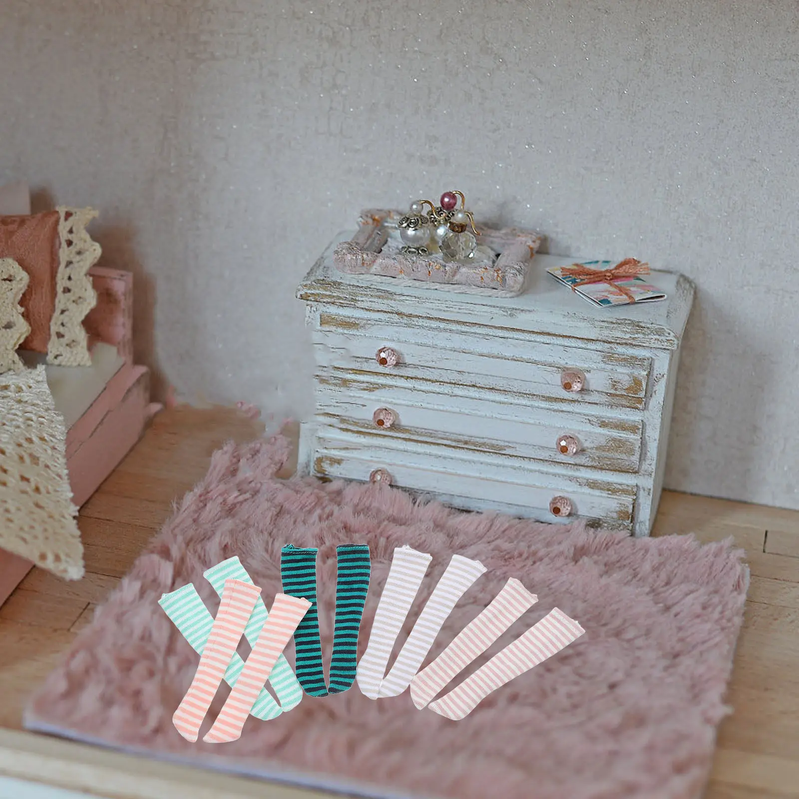 

5Pairs Multicolor Striped Baby Socks Breathable Polyester Accessories for 16 Scale Baby Clothes Girls Knee High Soft Warm Cozy