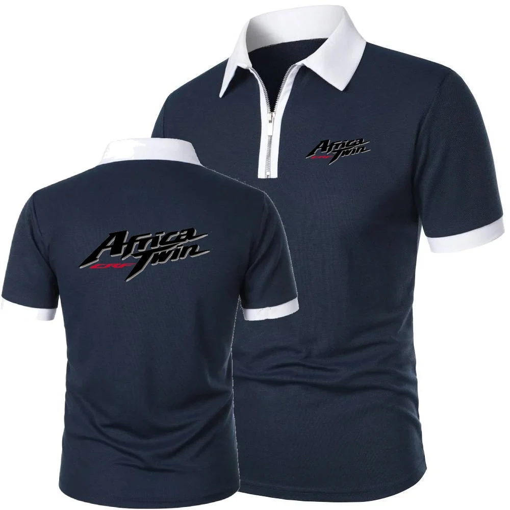 Poloshirts Africa Twin Crf Motorräder Reißverschlusskragen Tops T-Shirt Camping Urlaub Leichtes Kurzarmshirt Herren POLOS