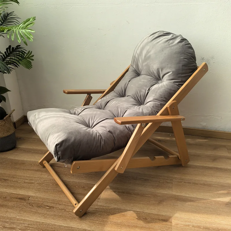 

Nordic style beech recliner balcony chair folding coffee chair modern