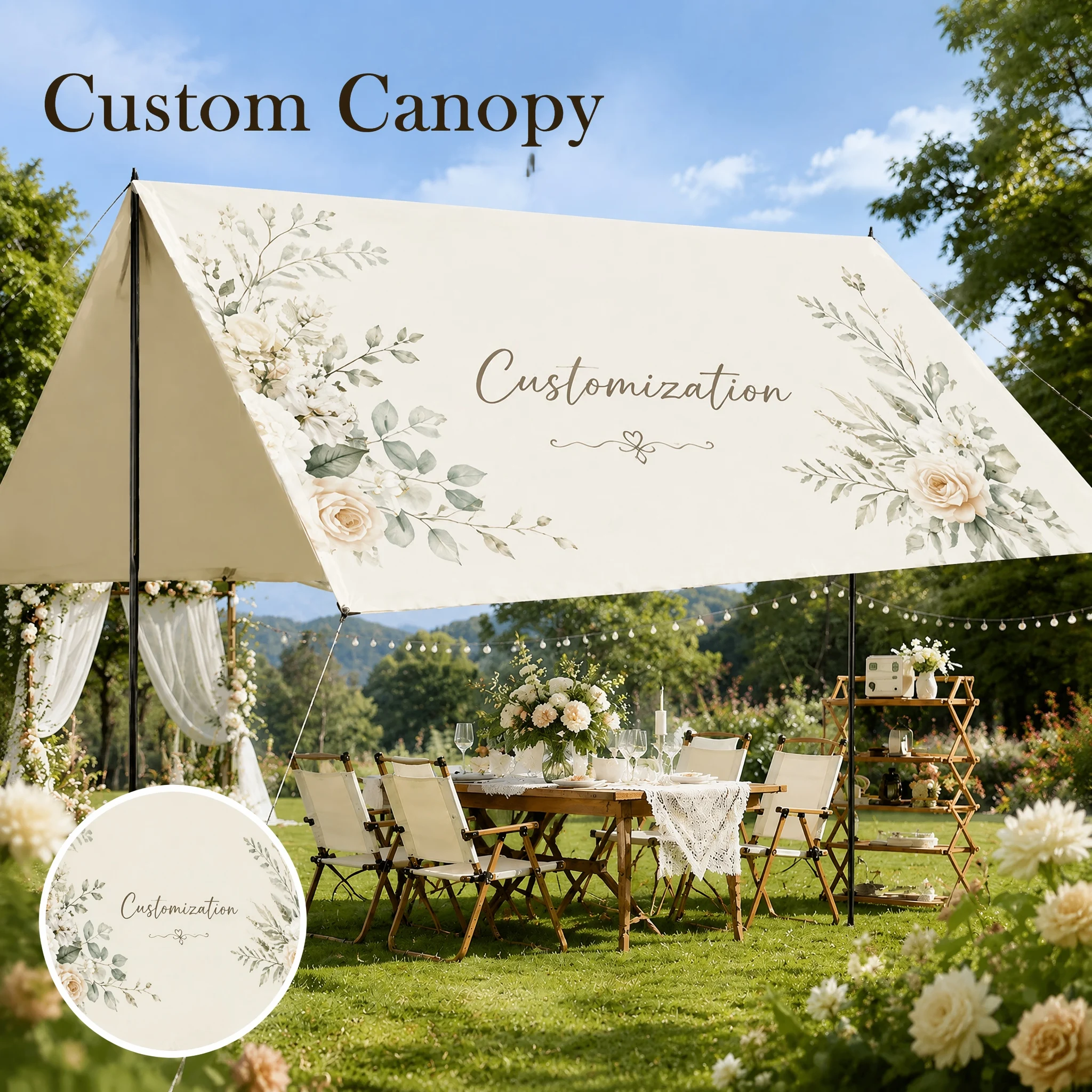 Personalized Outdoor Canopy Shelter Tent Custom Image Printing Waterproof Sunshade Awning for Camping Festival Wedding Events