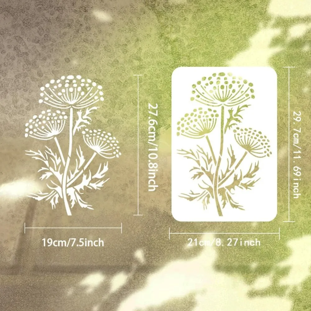 Fennel Stalk Flower Painting Stencil 8.3x11.7inch Reusable Wildflower Stencil Large Flower Stencil Flower Pattern Plant Theme
