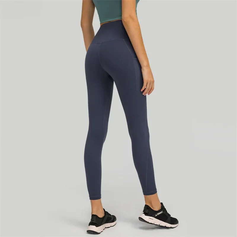 Side Pockets Women Yoga Leggings Full Length High Waisted Buttery Soft Yoga Pant 28 Inch Inseam