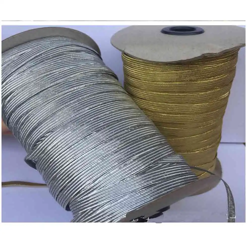 

Wholesale 144Yards Width 10mm Gold,Silver Flat Elastic Band,Sew Decoration Material Width 1cm Gold,Silvery Elastic Band