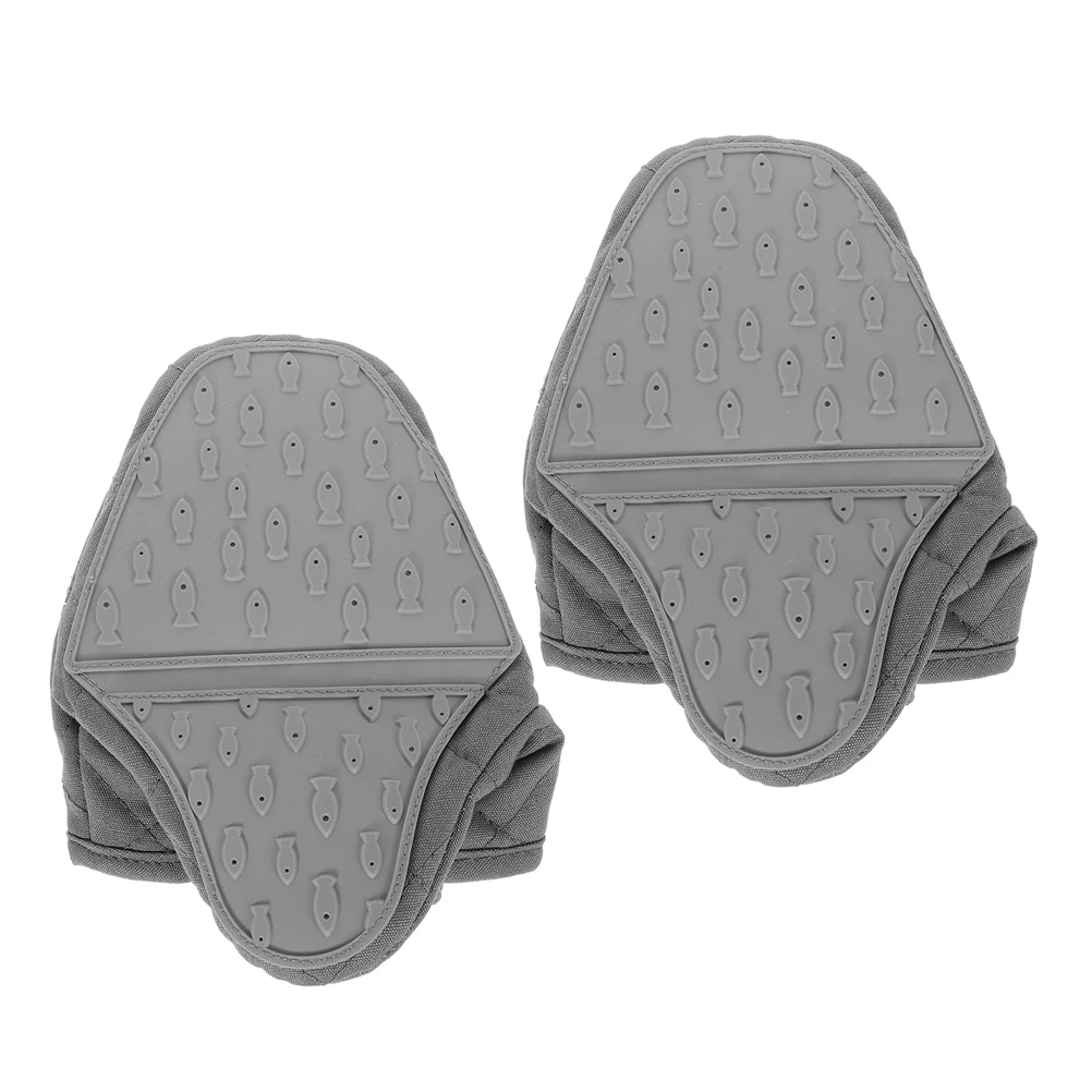 

2PCS Grey Silicone Half Gloves Cotton Lined Heat Insulation Anti Scald Oven BBQ Kitchen Mittens Gloves Baking Non Slip Pot H