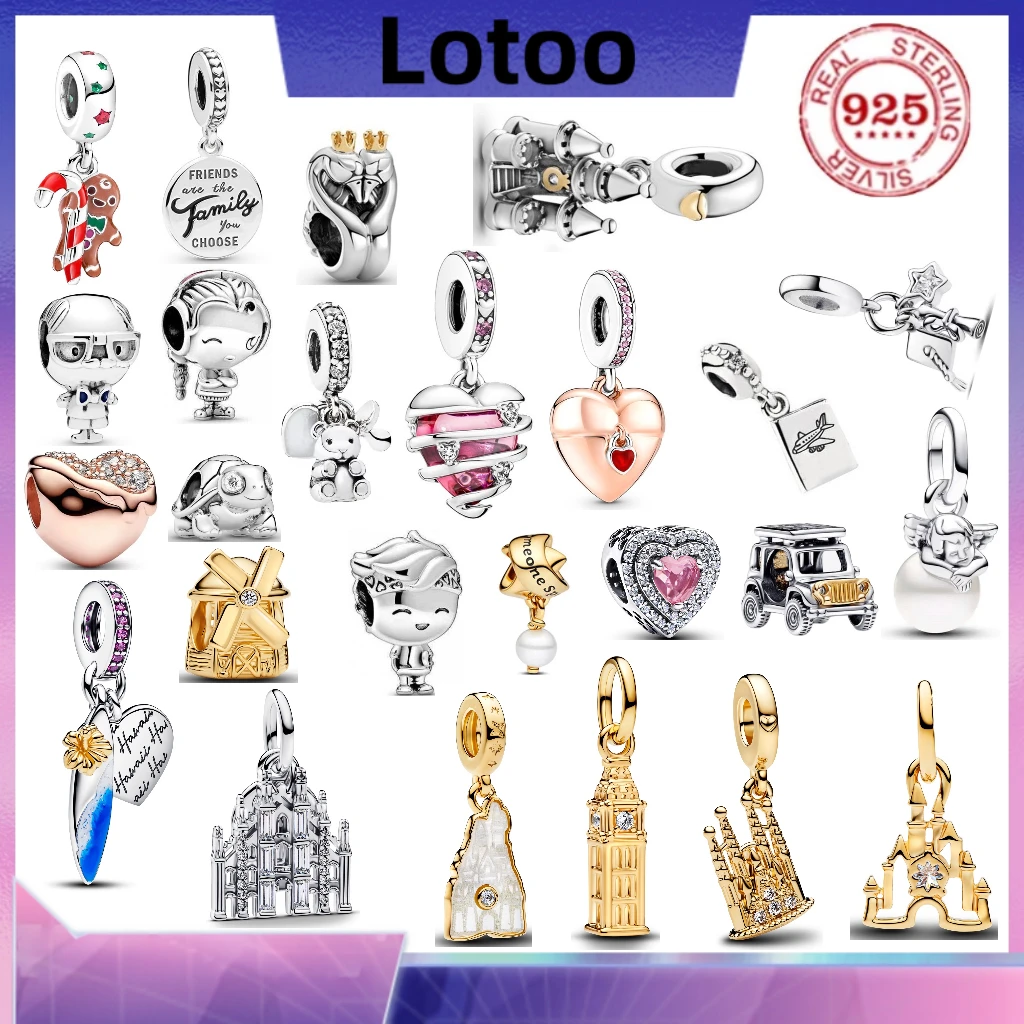 925% Pure Silver romantic castle windmill cartoon character charm beads classic fashion jewelry suitable for women's daily wear