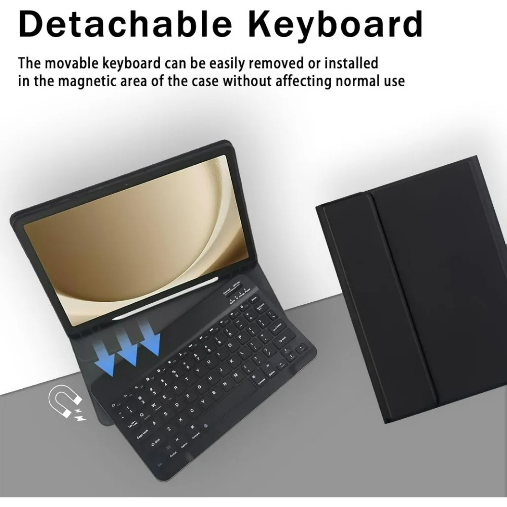 Case for Samsung Galaxy Tab A9 Plus  A8 10.5 A7 10.4,Detachable Keyboard for Galaxy Tab S10 S9 FE 10.9 S7 S8 S9 11 S6 Lite 10.4
