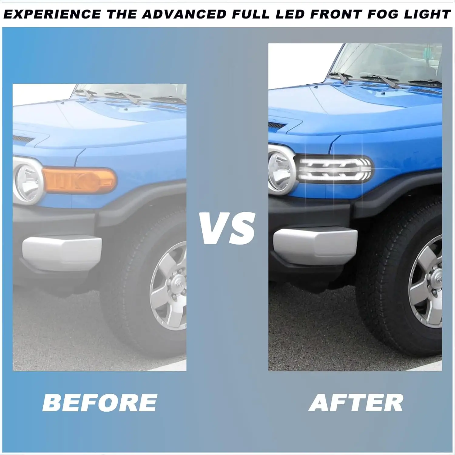 Bright White DRL and Dynamic Amber Sequential Turn Signal LED Front Bumper Fog Headlight Assembly - Direct Bolt-On OEM Replaceme