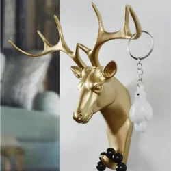 Creative Animal Head Hooks Free-punch Coat hooks Vinyl Sticky Decorative Hook Wall Hanging Gold Deer Head Keys Hanger