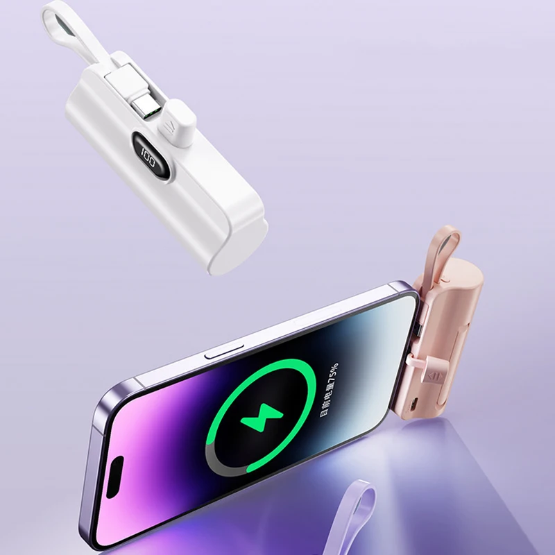 2IN1 Mini Power Bank 5000/10000 mAh Externe Batterie Stecker Für iPhone Huawei Typ C Tragbare Schnelle Lade Tasche power Bank