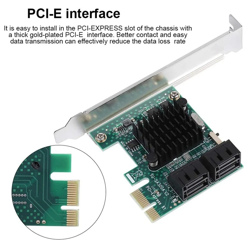 Controlador de expansión PCIE a SATA, tarjeta de expansión con 4 puertos, 6G, SATA para tarjetas de expansión PCI