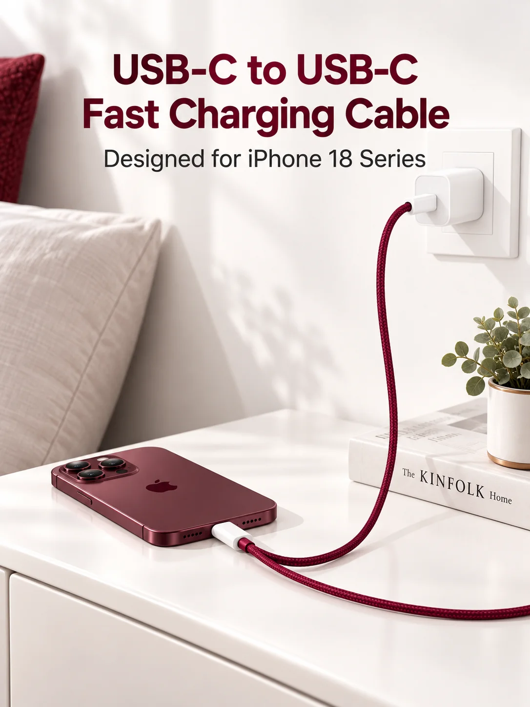 Fast Charging USB C Cable for iPhone 18 Pro Max 17 16 15 Braided Type C to Type C Charger Cord for iPad MacBook Samsung