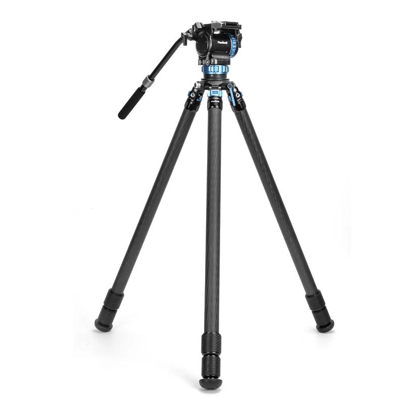 Professionelles Kamerastativ-Set aus Kohlefaser mit dynamischem Fluidkopf