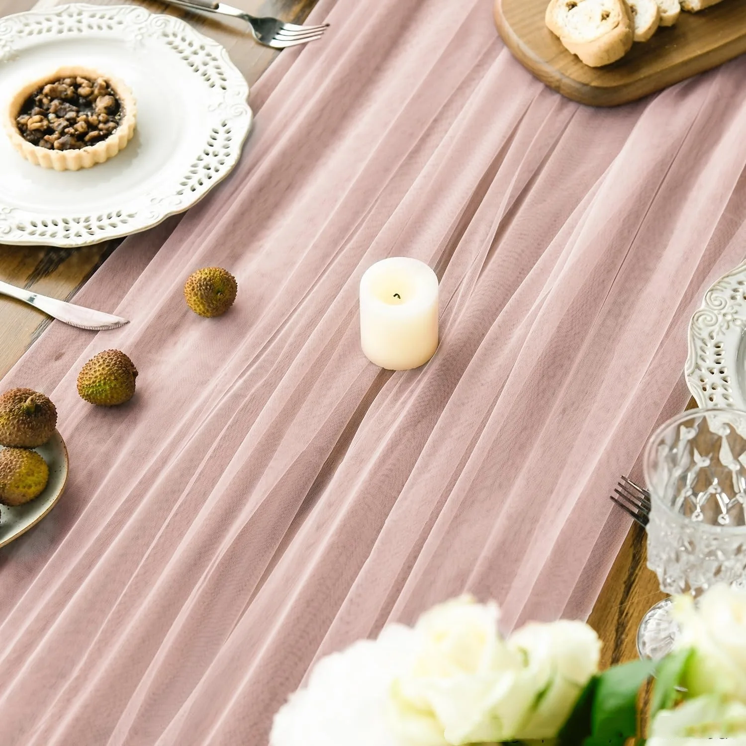 Chemin de Table en gaze, arc transparent, réglage de Table de mariage, salle à manger de noël, anniversaire, fête prénatale, décor de gâteau, Banquets, Arches