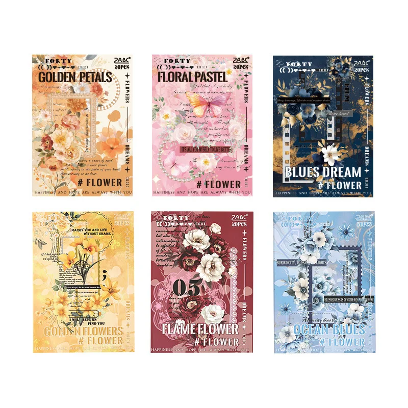 JIANWU Flower Weave Dream Series Vintage Floral Film Label Sticker Book Creative DIY Journal Material Collage Stationery